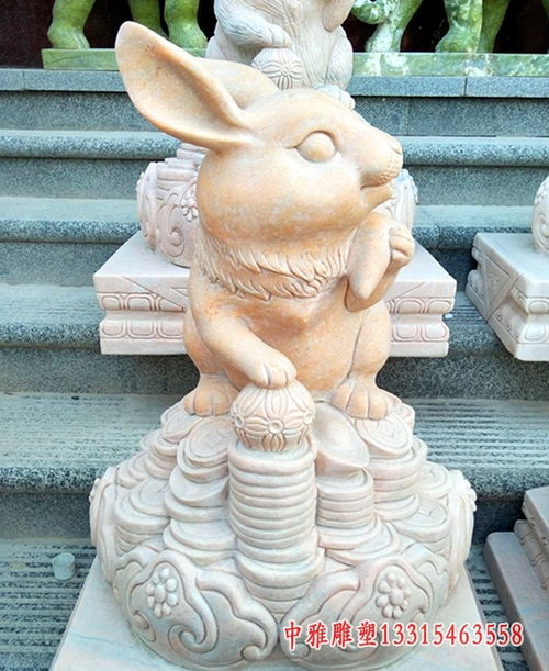 兔子石雕守門 贛州專業花崗巖雕塑定制廠家，打造精美裝飾擺件
