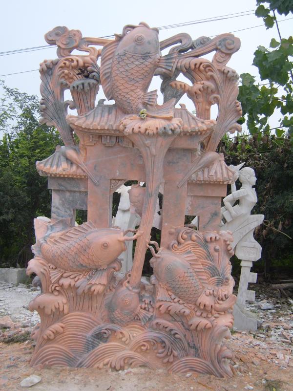 石雕魚噴水魚石雕 藝術與實用的完美融合